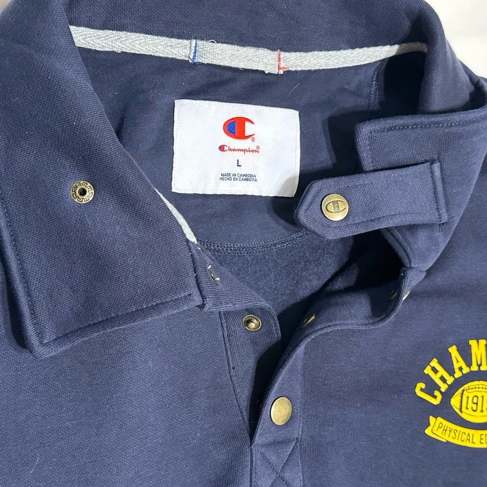 Champion Dark Blue Hoodie with‎ Yellow Accents